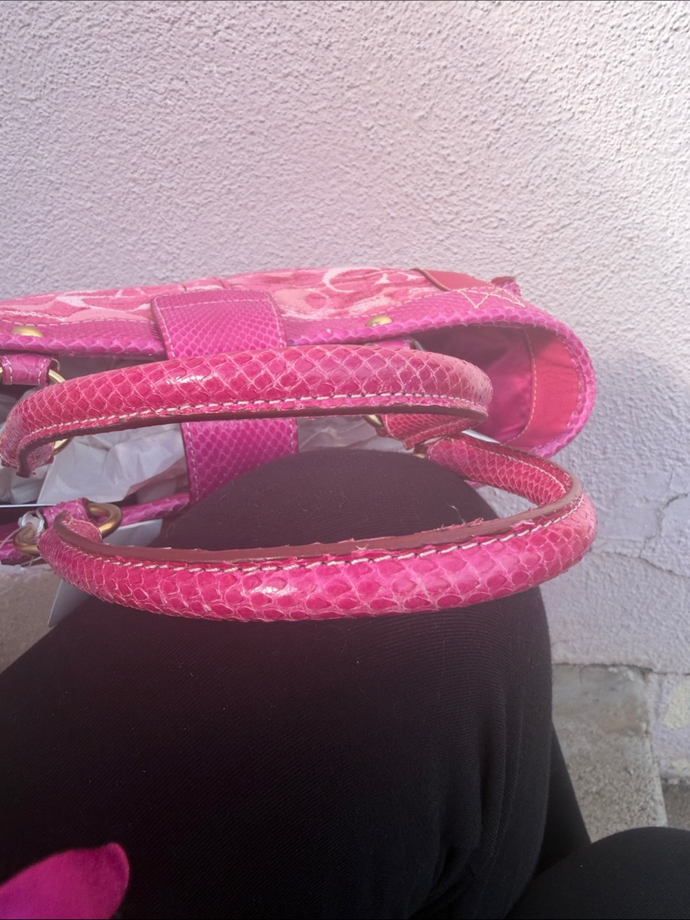 Vintage Coach 8F52 Pink Chenille Python Butterfly Tote NWT Y2K Rare - Picture 16 of 17